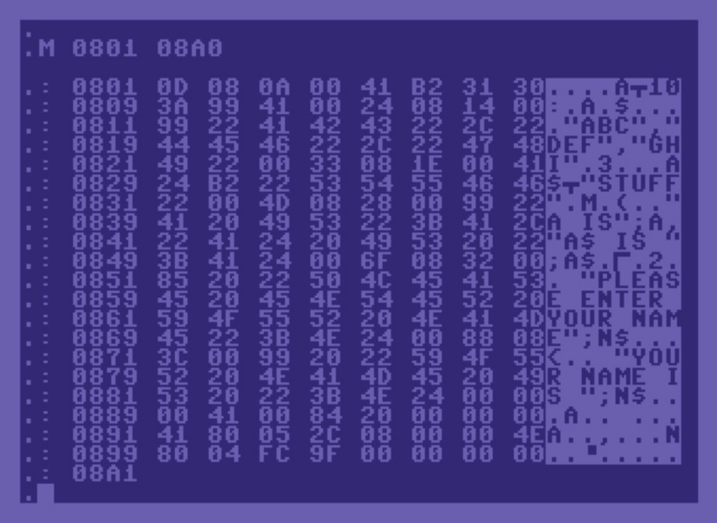 c64 hex dump of program